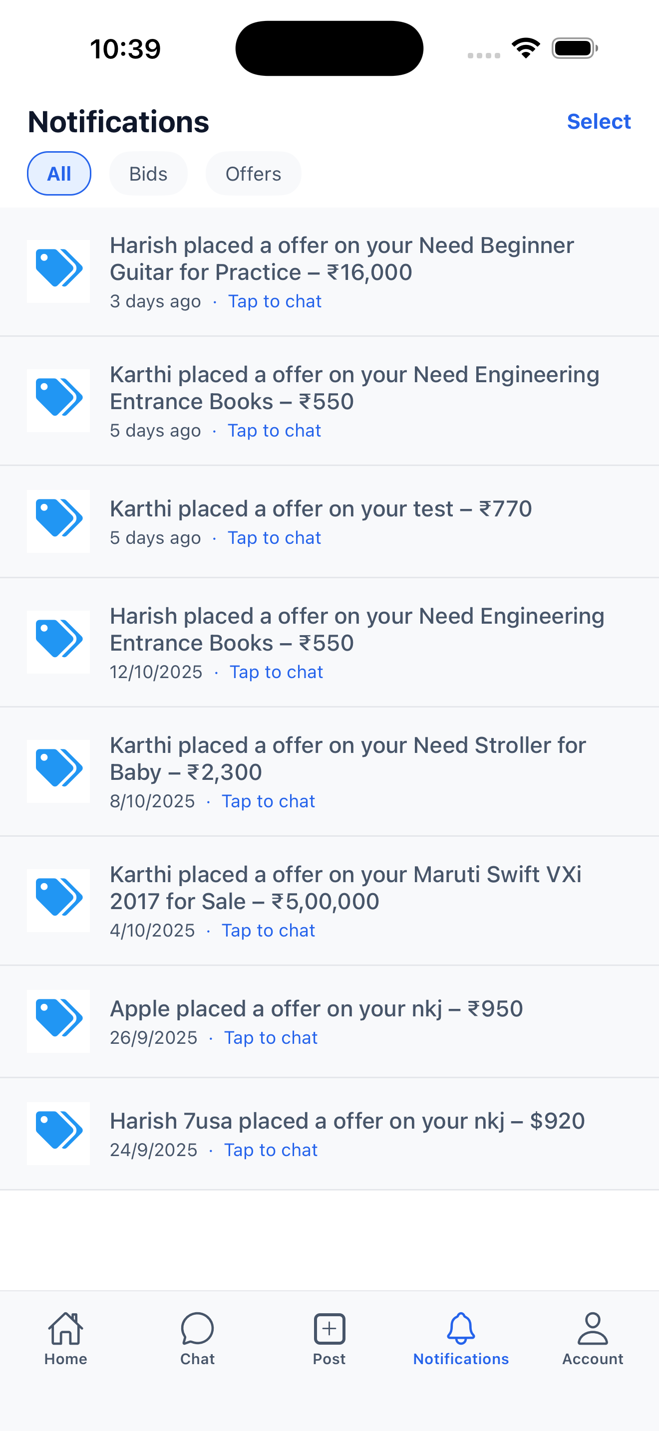 Notifications screenshot
