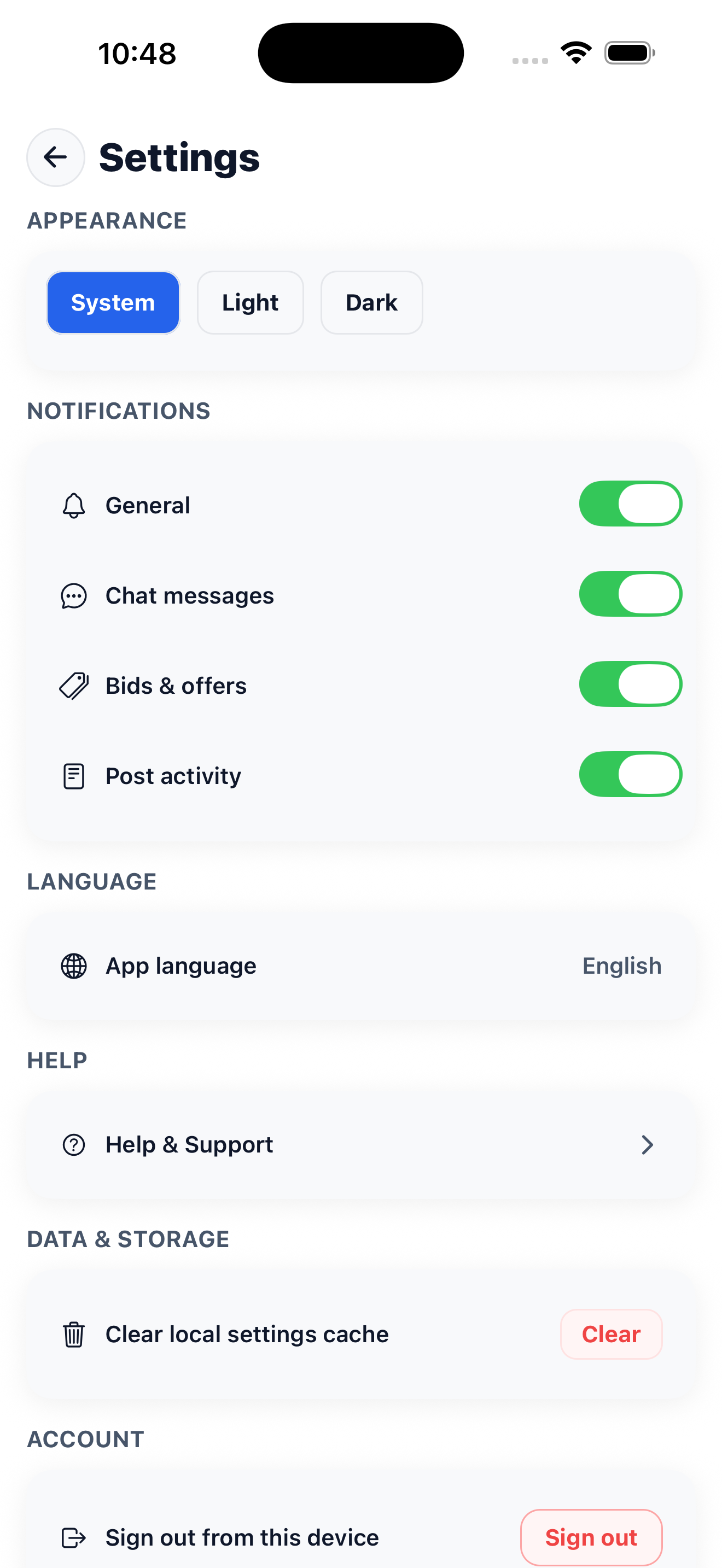 Notifications screenshot